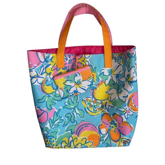 Lilly Pulitzer for Estée Lauder Tropical Floral Tote Bag W/ Zip Pouch - Picture 2 of 7